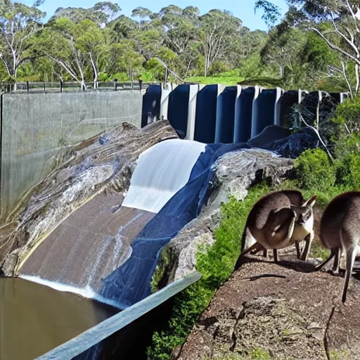 Image similar to futuristic dam holding kangaroos back