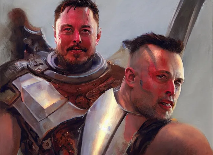 Image similar to a highly detailed beautiful portrait of elon musk as kratos, by gregory manchess, james gurney, james jean