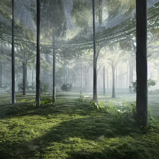 Prompt: : panoramic futureustic forest luxury orb architectural plans hyper - realistic, detailed, render by c 4 d octane, unreal engine, 8 k 3 d render ray traceing