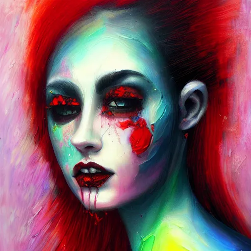 Prompt: bittersweet love, sadness, dark and vibrant, emotional, intense, expressive, masterpiece, trending on artstation, oil on canvas