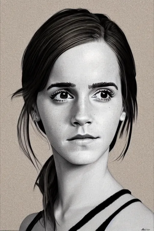 Image similar to ultra realistic emma watson face portrait in the style of grant wood