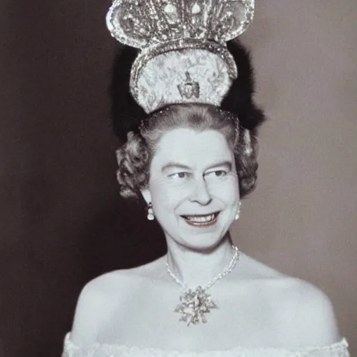 Prompt: Queen Elizabeth wearing cat ears and a furry tail