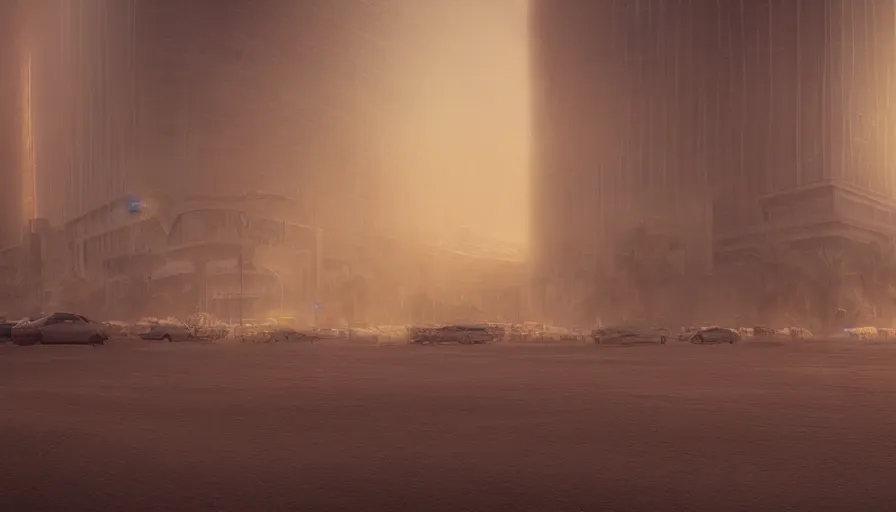 Image similar to Las Vegas under tons of sand during sandstorm, hyperdetailed, artstation, cgsociety, 8k