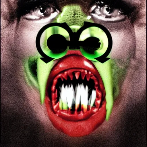 Image similar to a movie poster for the live action horror movie nostril snot angry monster invaders from pimple face. photograph collage horror poster.