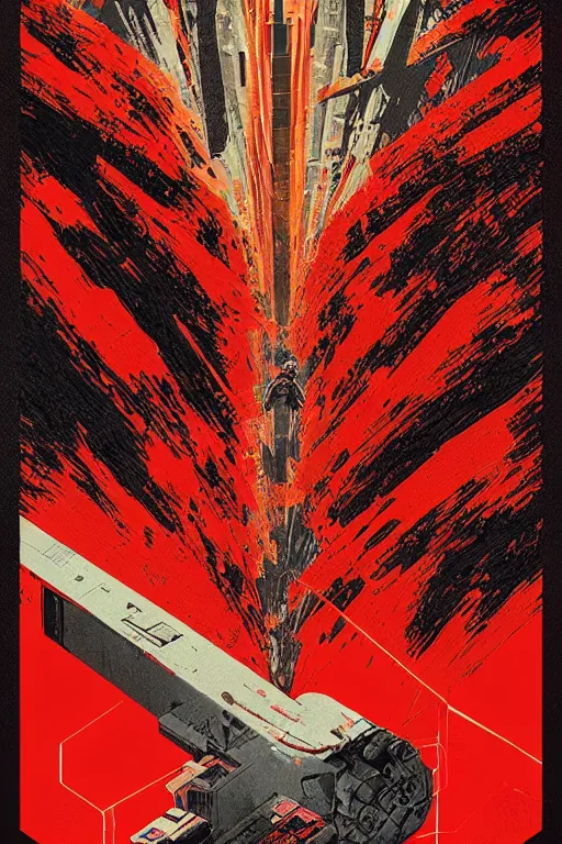 Prompt: an akira movie poster, an ultrafine detailed painting by petros afshar, behance contest winner, geometric abstract art, reimagined by industrial light and magic, behance hd, anaglyph effect, poster art