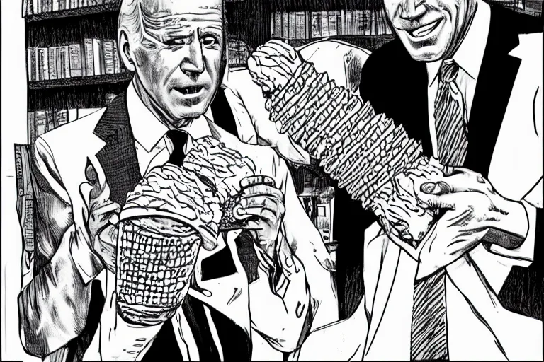 Image similar to Joe Biden insatiable for ice cream, Junji Ito