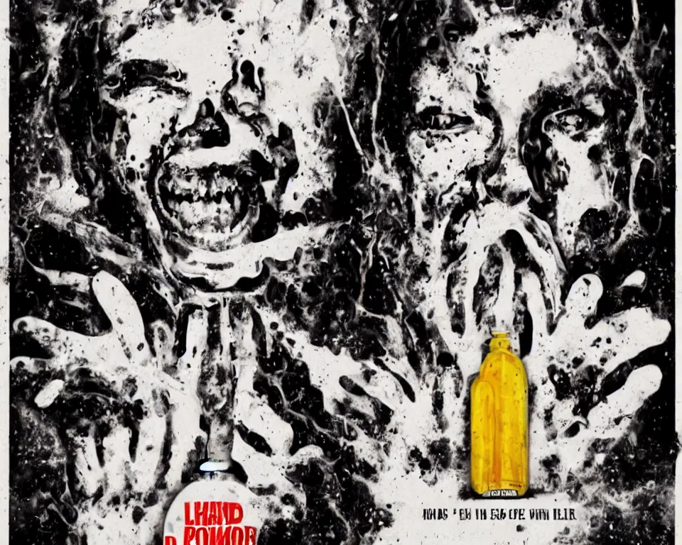 Image similar to a horror movie poster about a bottle of bleach