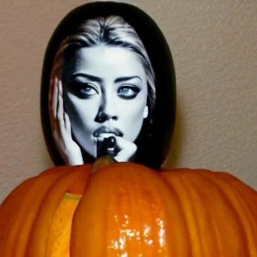 Image similar to gourd carved to look like the face of amber heard