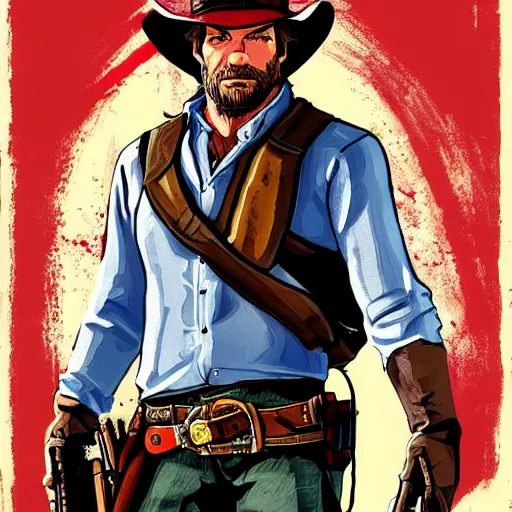 Prompt: Arthur Morgan from Red Dead Redemption 2 drawn in the style of The Legend of Zelda: Breath of the Wild