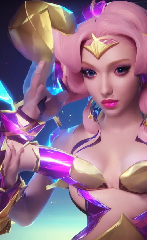 Image similar to still of pretty Lux (League of Legends) in KDA More music video. 3d render, octane render, game art, realistic, highly detailed, trending on artstation, 4k, trending on artstation, pixar, cgsociety, unreal engine 5, redshift render, trending on artstation, blender, behance, cg