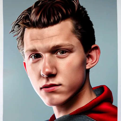 Image similar to tom holland close up, photorealistic, studio