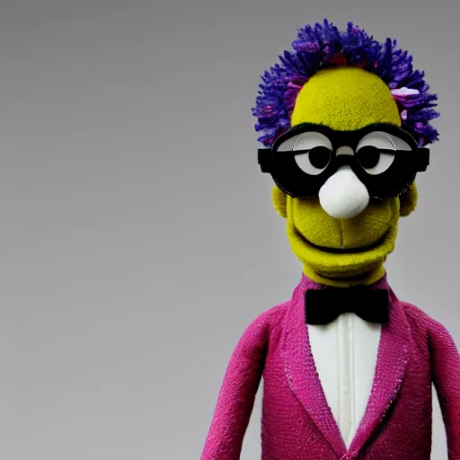 Image similar to gus fring as a muppet, 8 k, 3 d, professional