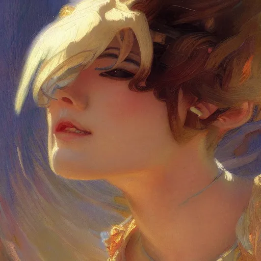 Image similar to detailed portrait of art deco anime girl, painting by gaston bussiere, craig mullins, j. c. leyendecker