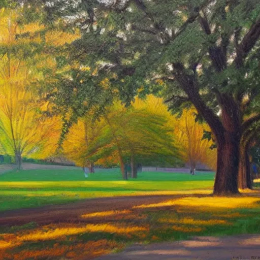 Image similar to beautiful oil painting of wiley park in galva illinois by olaf krans