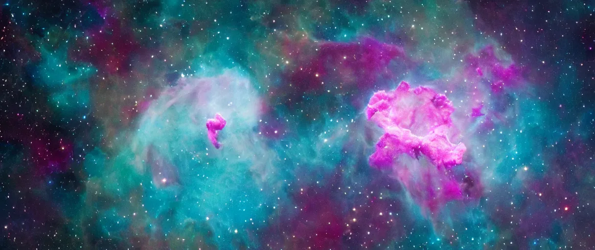 Prompt: the nebula made of cotton candy