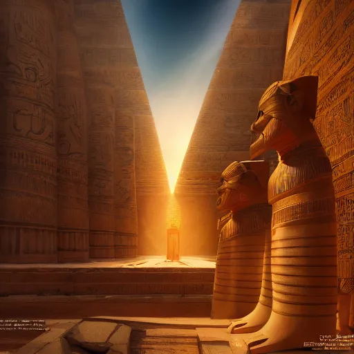 Image similar to photography of an egyptian god, fantasy ,volumetric lighting, intricate, elegant, hyperdetailed 3d matte painting, highly detailed, digital painting, artstation, smooth, sharp focus, illustration, art by Makoto Shinkai and artgerm, hyperrealism, hyperrealistic, cinematic masterpiece, fantasy style 8k ultrahd octane render