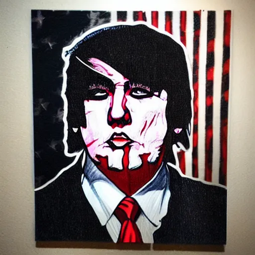 Image similar to emo scene girl donald trump, art by michael miller