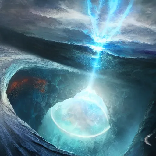 Image similar to journey to the center of the earth, artstation hall of fame gallery, editors choice, # 1 digital painting of all time, most beautiful image ever created, emotionally evocative, greatest art ever made, lifetime achievement magnum opus masterpiece, the most amazing breathtaking image with the deepest message ever painted, a thing of beauty beyond imagination or words