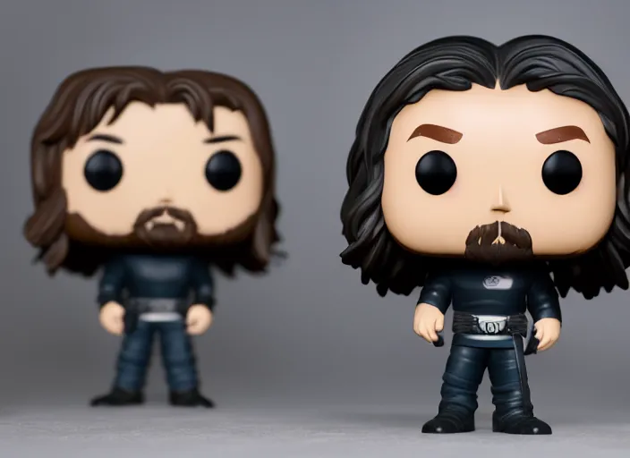 Image similar to product still of Christian Bale funko pop with box, 85mm f1.8