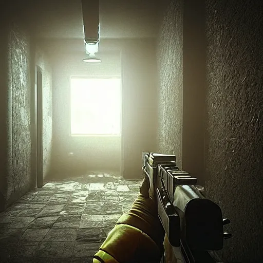 Prompt: “escape from Tarkov Gulhar, creepy lighting, photorealistic”