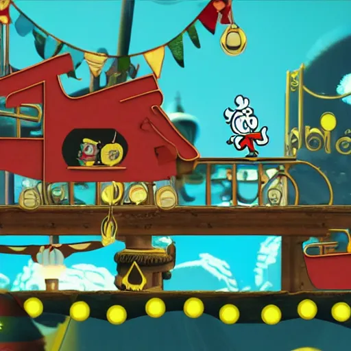 Image similar to a screenshot from cuphead