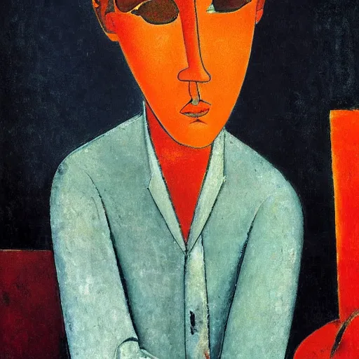 Prompt: sculpture representing anxiety and poverty by Amedeo Modigliani, Italian/French painter and sculptor