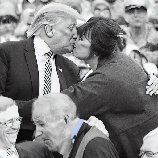 Image similar to trump kissing joe Biden