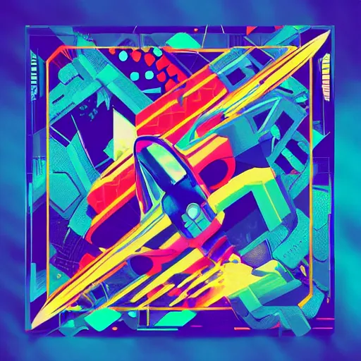 Prompt: Rocket league by Tristan Eaton, geometric glitch matrix, trending dribble, behance