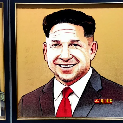 Image similar to Ron Desantis in the style of a North Korean portrait