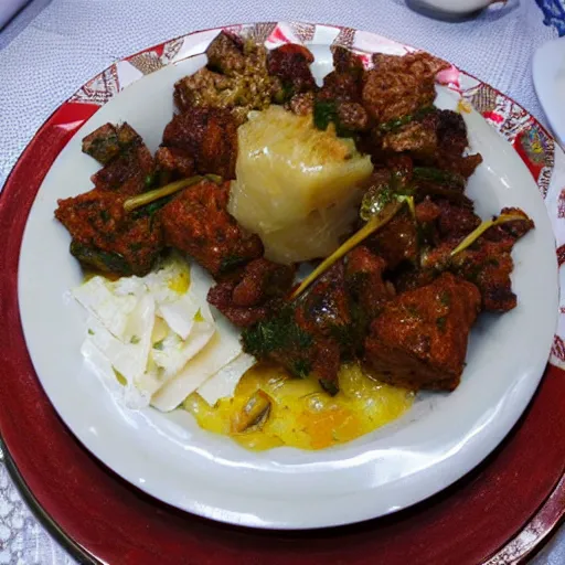 Image similar to An example of common Tumanian cuisine