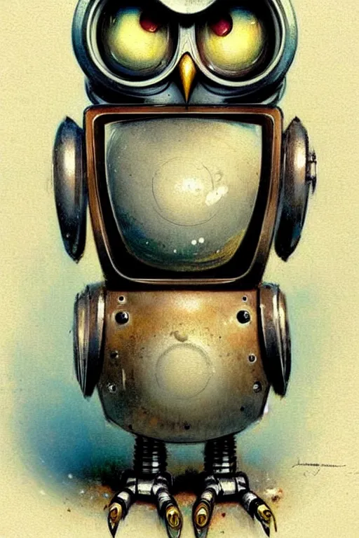 Image similar to (((((1950s retro robot owl . muted colors.))))) by Jean-Baptiste Monge !!!!!!!!!!!!!!!!!!!!!!!!!!!!!!