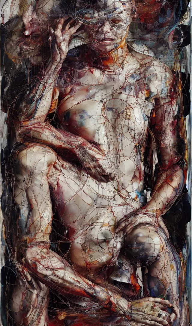 Image similar to it is only with the heart that one can see rightly ; what is essential is invisible to the eye. sorrow and fear, full body by jenny saville, scifi, neo - gothic, intricate, rich deep colors. part by james jean, part by adrian ghenie and gerhard richter.