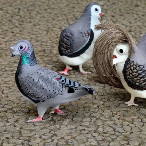 Prompt: music group consisting of pigeons and owls.