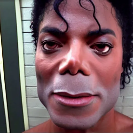 Image similar to bodycam footage of michael jackson getting arrested for faking his own death, wide angle, fisheye, uhd, 8 k, bodycam, award winning