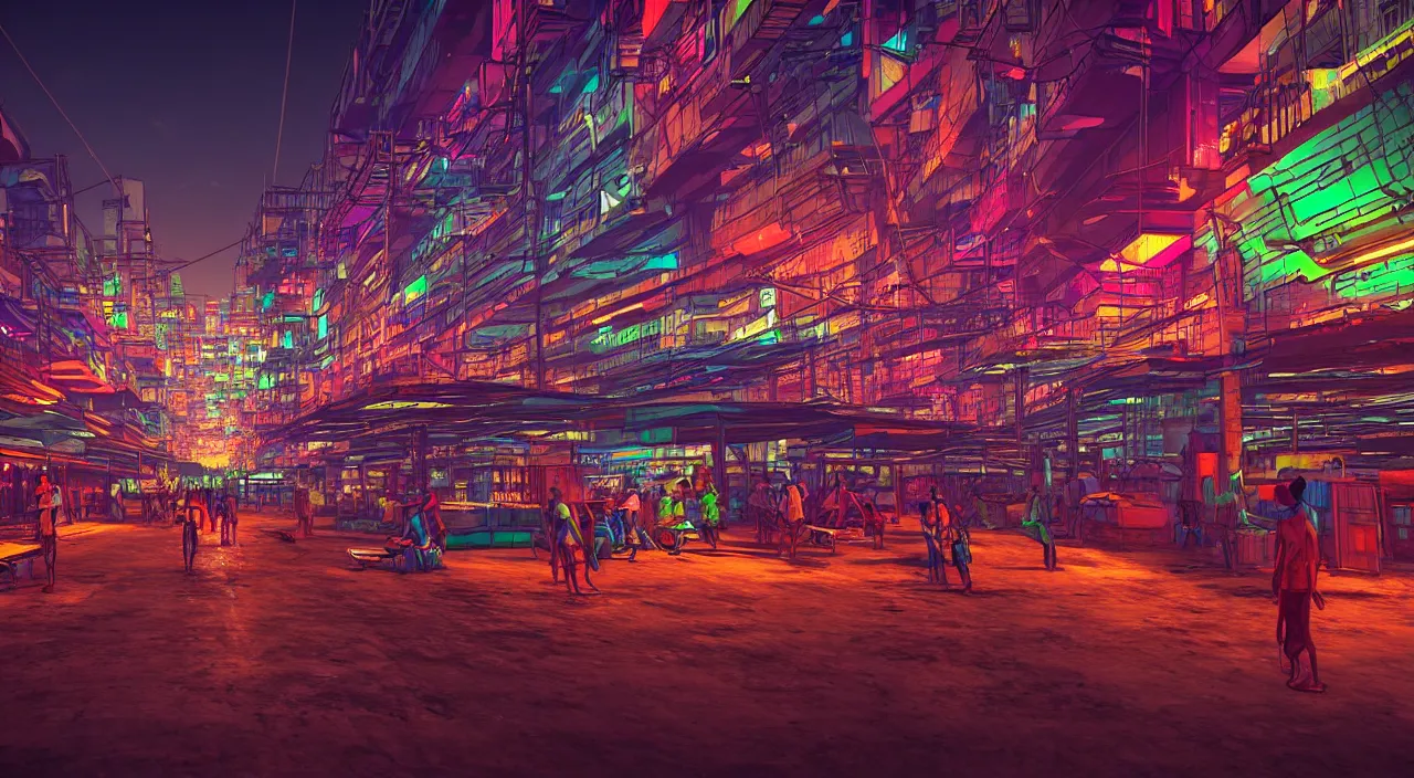 Image similar to Cyberpunk Shipping Port, futuristic Phnom-Penh Cambodia, neon lighting