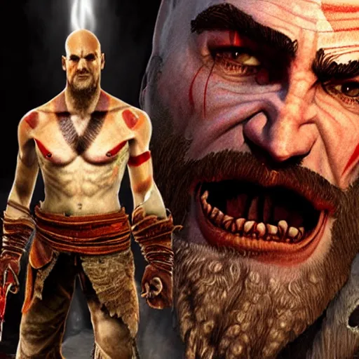 Image similar to quentin tarantino in the video game god of war