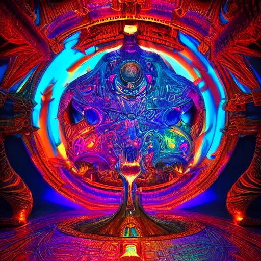 Prompt: dmt realm, cover art, vibrant colors, sharp focus, highly contrasted elements, with intricate egiptian details all around, octane render, unreal engine, 4k quality