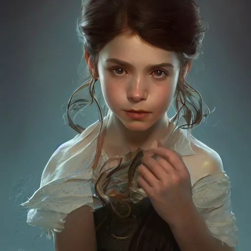 Image similar to Isabella, child of dark, highly detailed, digital painting, artstation, concept art, smooth, sharp focus, illustration, Unreal Engine 5, 8K, art by artgerm and greg rutkowski and alphonse mucha