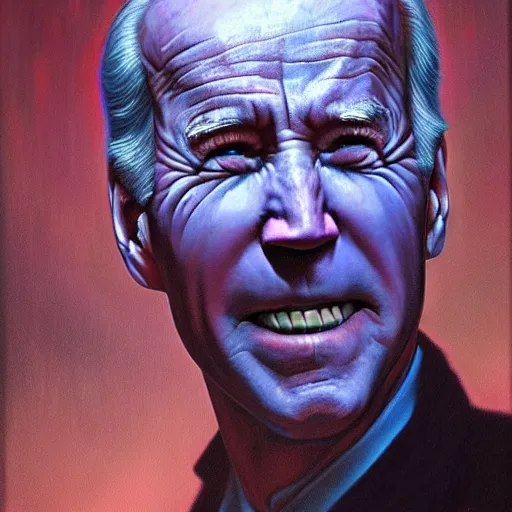 Image similar to epic Joe Biden in pandemonium, demons and souls, portrait, art by Wayne Barlowe, oil on canvas