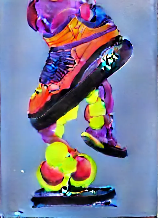 Image similar to nike acg sneaker by shusei nagaoka, kaws, david rudnick, airbrush on canvas, pastell colours, cell shaded, 8 k