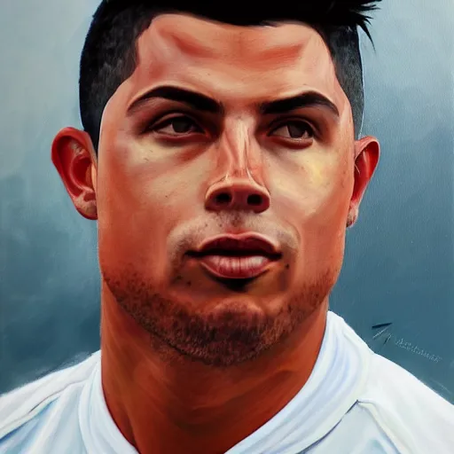 Image similar to a very detailed painting of ronaldo luis nazario de lima, by mathieu st - amour trendin on artstation