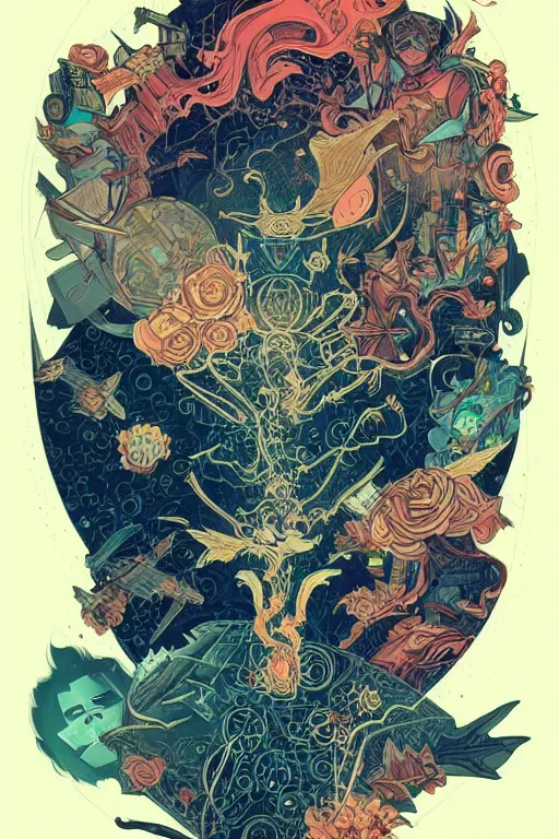 Prompt: tattoo design by kilian eng and victo ngai and james jean