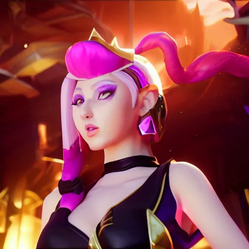 Image similar to still of pretty Lux (League of Legends) in KDA More music video. 3d render, octane render, game art, realistic, highly detailed, trending on artstation, 4k, trending on artstation, pixar, cgsociety, unreal engine 5, redshift render, trending on artstation, blender, behance, cg