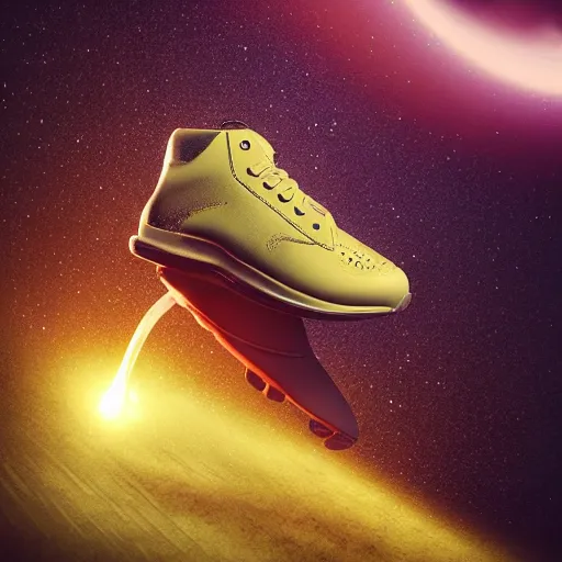 Prompt: a shoe floating in space, trending on artstation, octane render