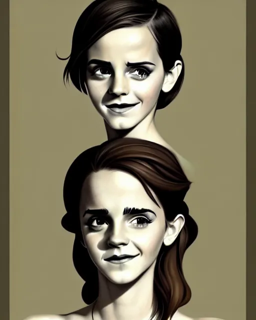 Prompt: beautiful full body Emma Watson goofy smiling illustration by lois van baarle and loish and ross tran and rossdraws and sam yang and samdoesarts and artgerm and Cecil Beaton, Lee Miller, Irving Penn, David Bailey, digital art, highly detailed, intricate, sharp focus, Trending on Artstation HQ, deviantart