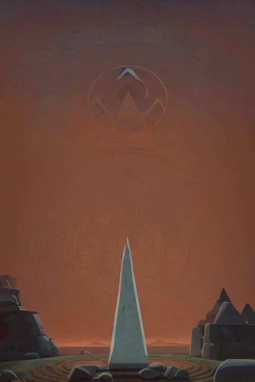 Image similar to circle of standing stones engraved with ancient geometric patterns, dramatic cinematic lighting, rich colors, by Nicholas Roerich and William Dyce and April Gornik and Caspar David Friedrich and Sylvain Sarrailh and Ludwig Deutsch and Diego Rivera and Tyler Edlin, featured on artstation