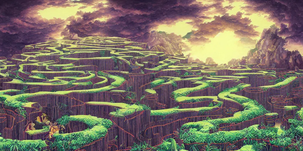 Image similar to the grand landscape of the endless maze, art by kotaro chiba