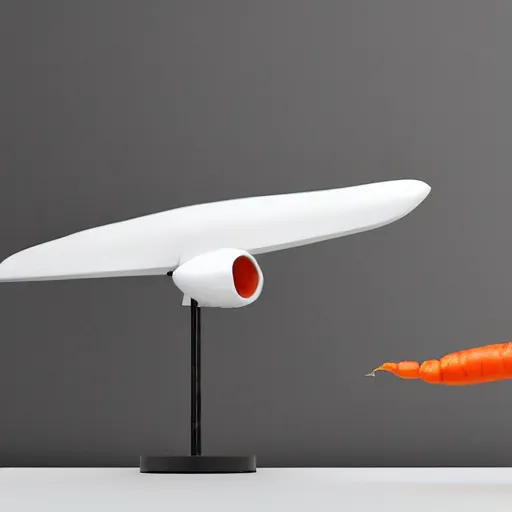 Image similar to an airplane in the shape of a carrot, studio lighting, concept