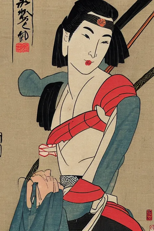 Prompt: gal gadot as Maiko in Ukiyo-e art