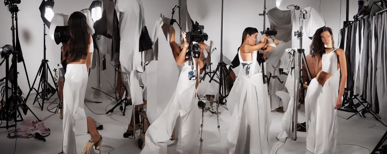 Image similar to photoshoot puerto rican fashion designer clothe in tetradic color scheme, vermeer lighting, imax 7 0 mm in 4 0 mm anamorphic lens